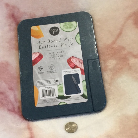 Core Cutting Bar Board with Built In Knife 18.5x6”, knife 3.5” NWT Navy Blue - Picture 15 of 16